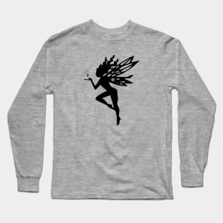 Fairy Silhouette with Stars Long Sleeve T-Shirt